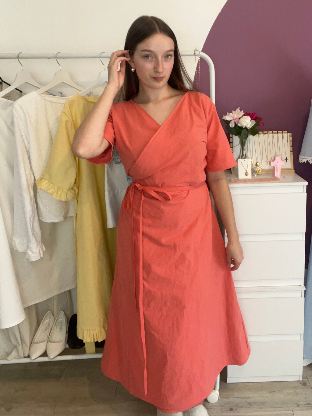 Robe Ève - Corail Faite main