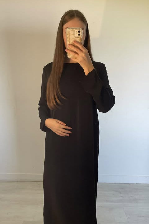 Robe Longue Fluide avec Ceinture en Tissu