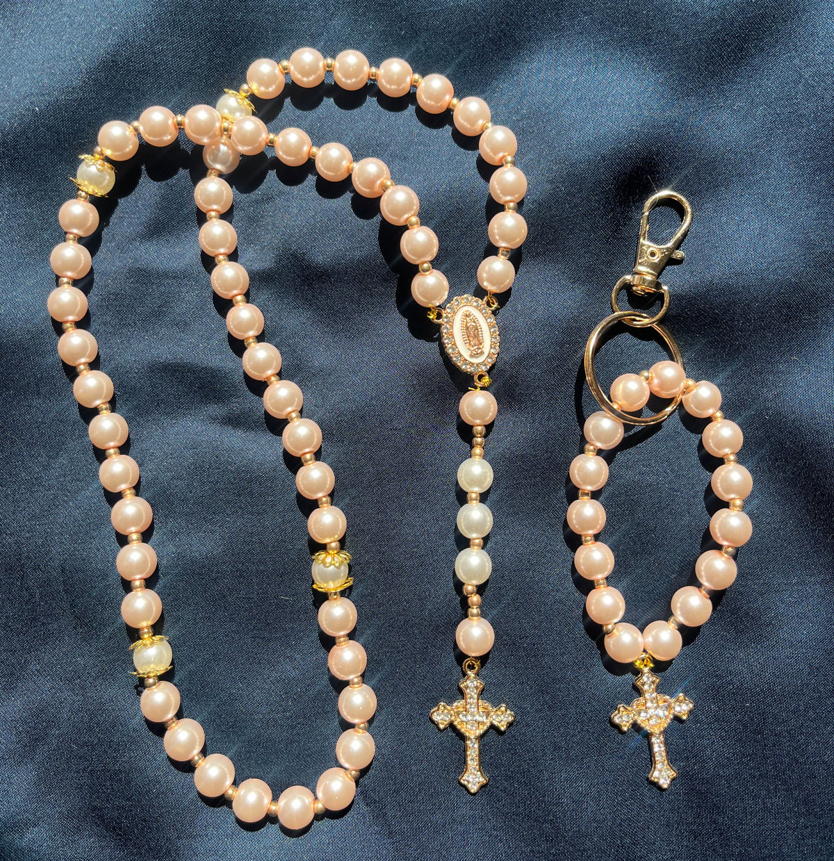 Chapelet & Porte clé Rose de paix