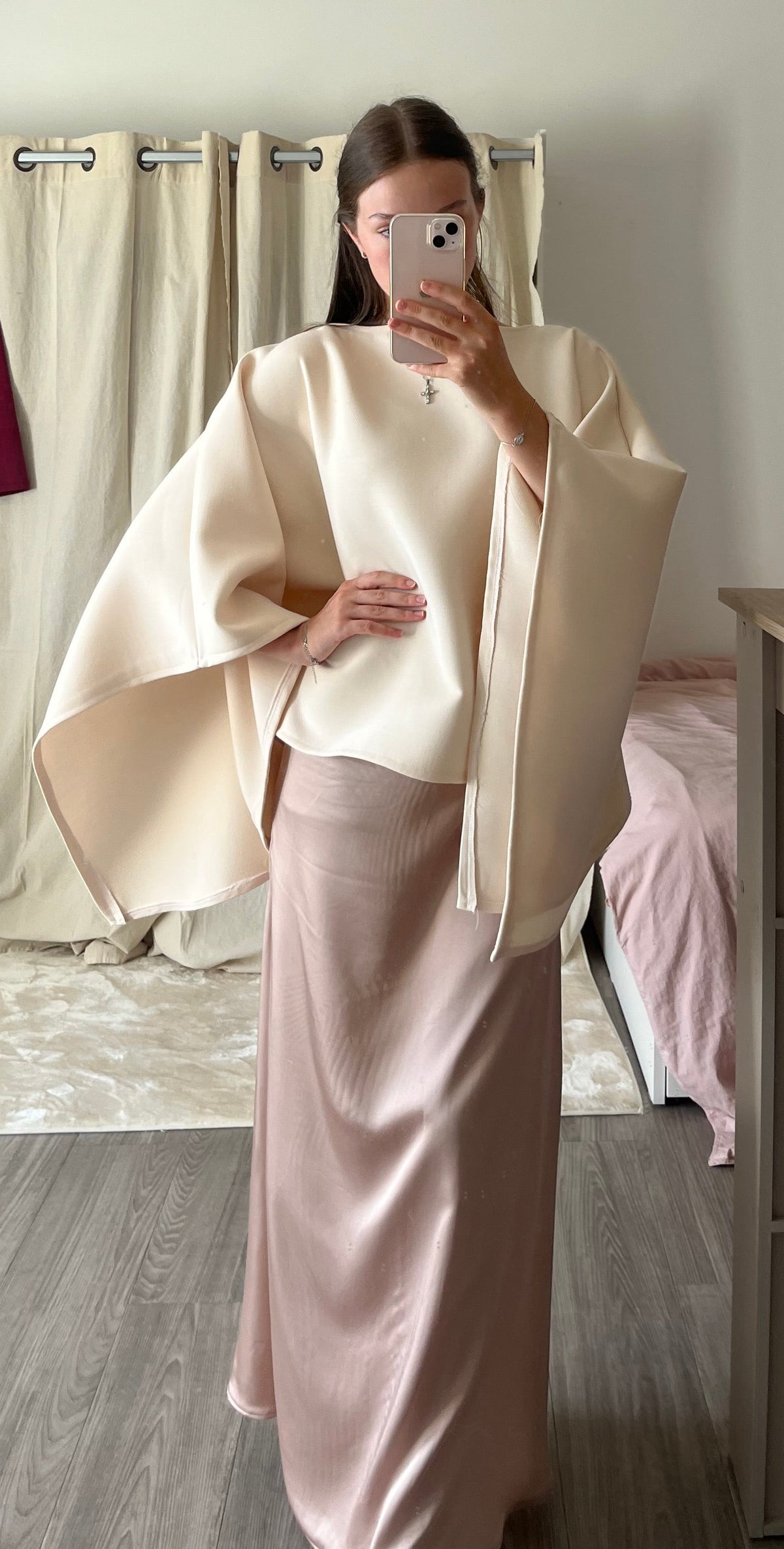 Jupe Rita en Satin | Beige Sur Mesure